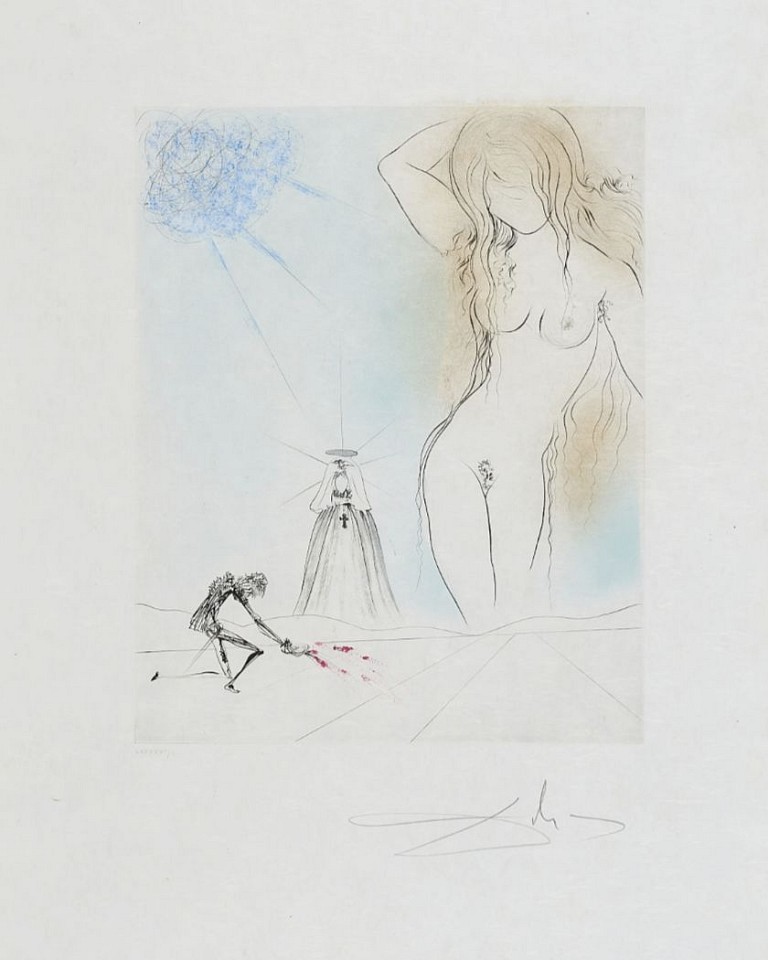 Salvador Dali, Don Juan The Nude, 1970
Hand Colored Copper Etching on Japon, 25 x 20 in.