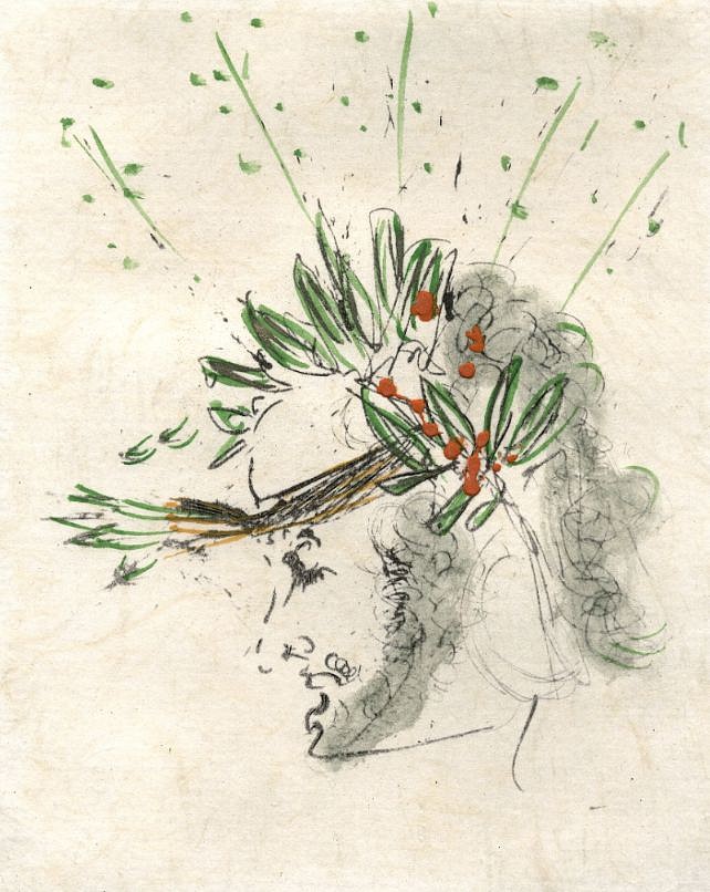Salvador Dali, Fantomes: The Poet, 1968
Hand Colored Copper Etching on Japon