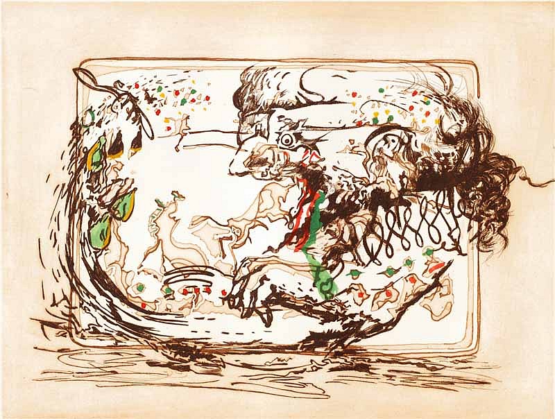 Salvador Dali, Surrealistic Bullfight; The Television, 1969
Hand Colored Copper Etching on Japon, 20 x 26 in.