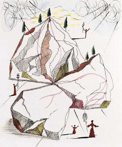 Salvador Dali, Mao Tse Toung: Mountain of Peace, 1967
Hand Colored Copper Etching on Japon