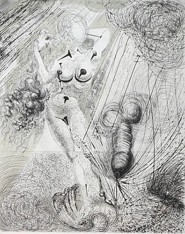 Salvador Dali, Mythology: Birth of Venus, 1963-1965
Hand Colored Copper Etching on Arches