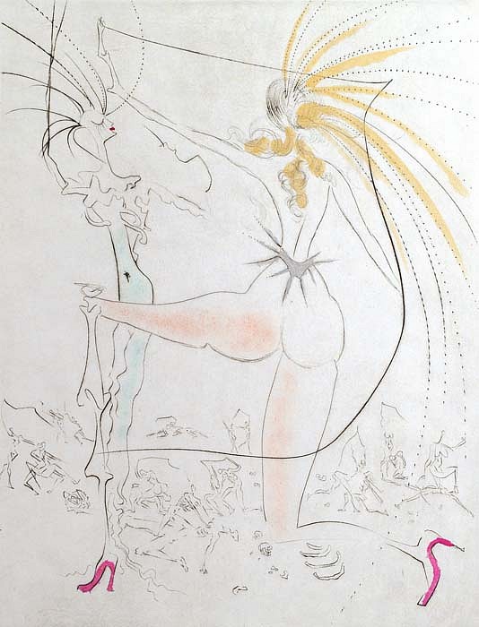 Salvador Dali, Venus In Furs: The Egrets, 1969
Hand Colored Copper Etching on Japon, 24 x 20 in.