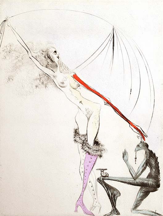 Salvador Dali, Venus In Furs: The Purple Boot, 1969
Hand Colored Copper Etching on Japon, 22 1/2 x 18 in.