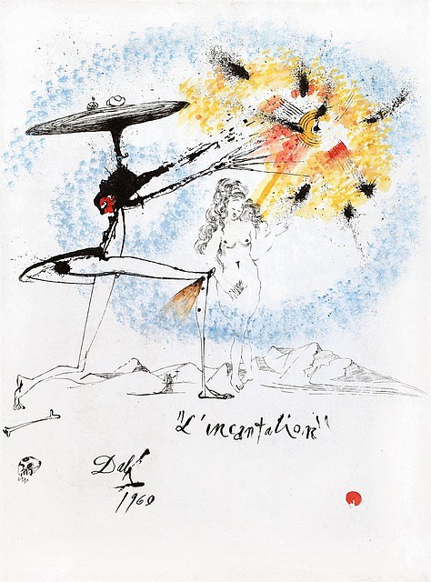 Salvador Dali, Individual: Incantation, 1960
Hand Colored Copper Etching on Arches, 15 x 11 in.