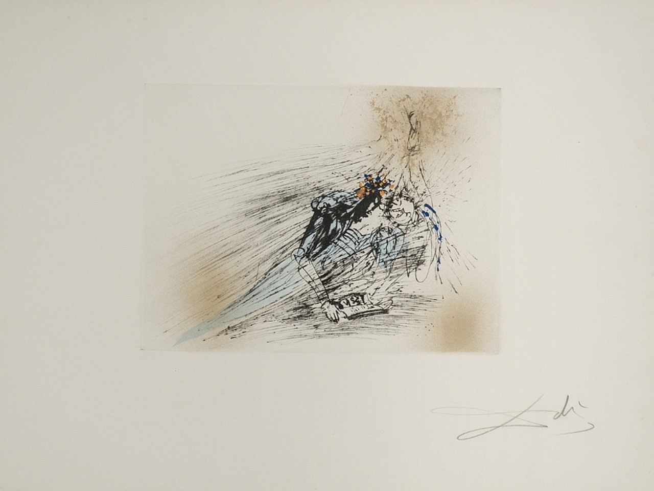 Salvador Dali, Individual - The Reader (Lecture), 1968-69
Hand Colored Copper Etching on Arches, 15 x 22 in.