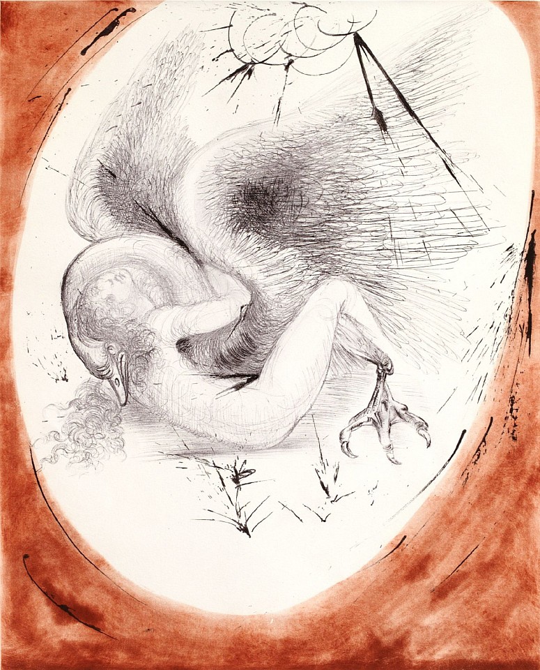 Salvador Dali, Mythology Suite: Leda and Swan, 1963-1965
Hand Colored Copper Etching on Japon, 30 x 22 in.