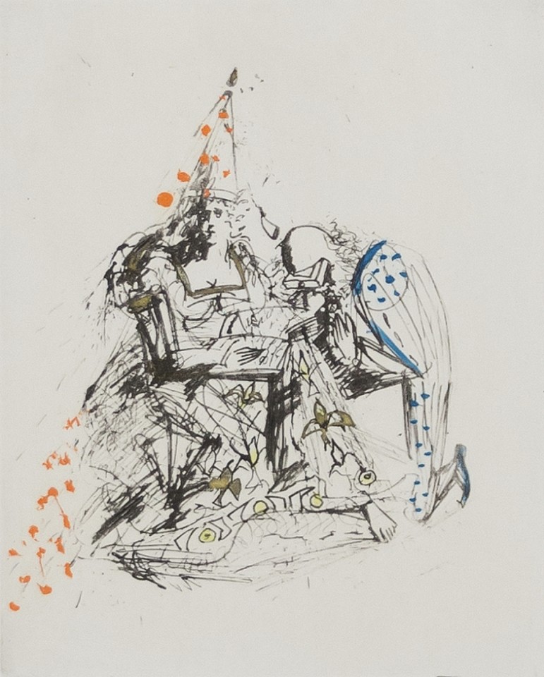 Salvador Dali, Fantomes: Suitor and Queen, 1968-69
Hand Colored Copper Etching on Japon, 15 x 11 in.