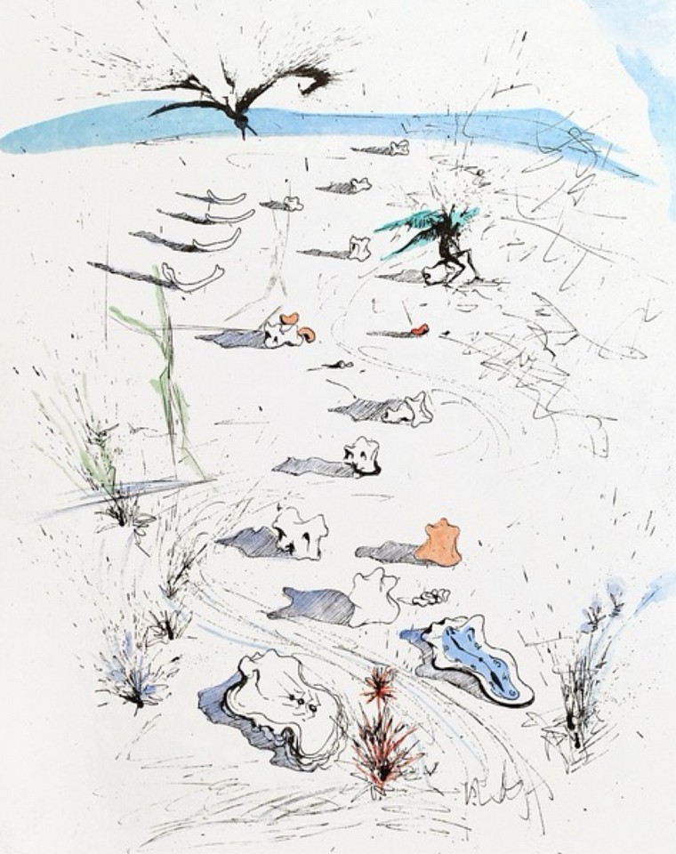Salvador Dali, Apollinaire Suite: The Trenches, 1967
Hand Colored Copper Etching on Japon, 15 x 11 in.