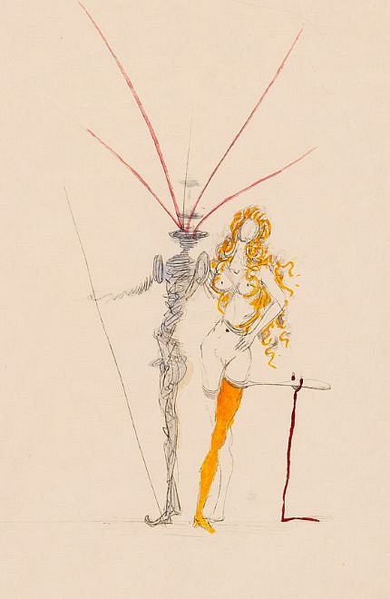 Salvador Dali, Apollinaire Suite: Frontispiece, 1967
Hand Colored Copper Etching on Japon, 15 x 11 in.