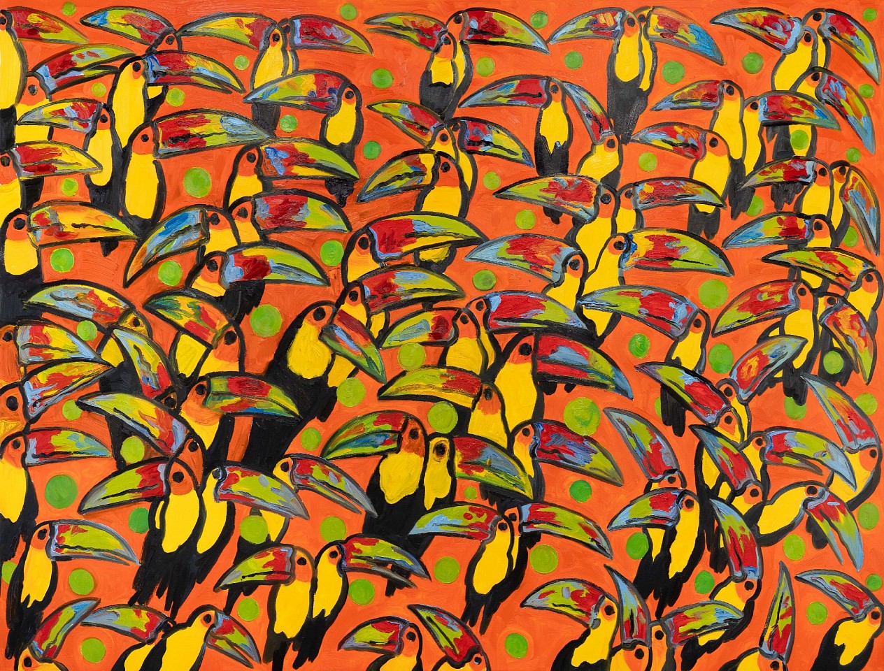 Hunt Slonem, Toucans Hondouras, 2025
Original Oil on Canvas, 77 x 101 in.