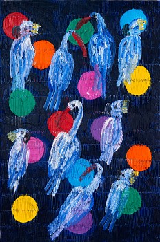 Work:&nbsp;Hunt Slonem Orbit Red Hornbills