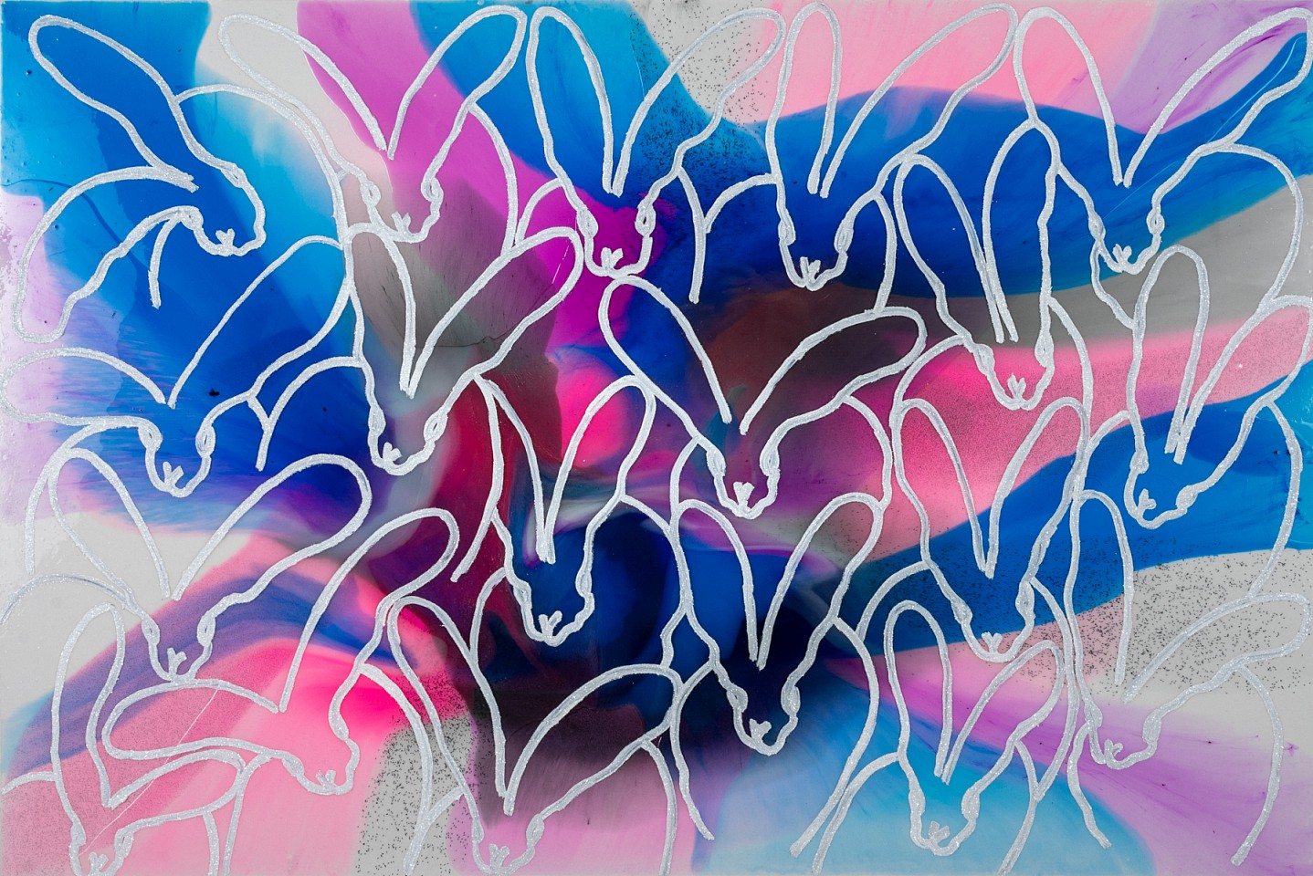 Hunt Slonem, Glisten Series Miami, 2023
Original Oil and Acrylic with Diamond Dust on Canvas, 40 x 60 in.