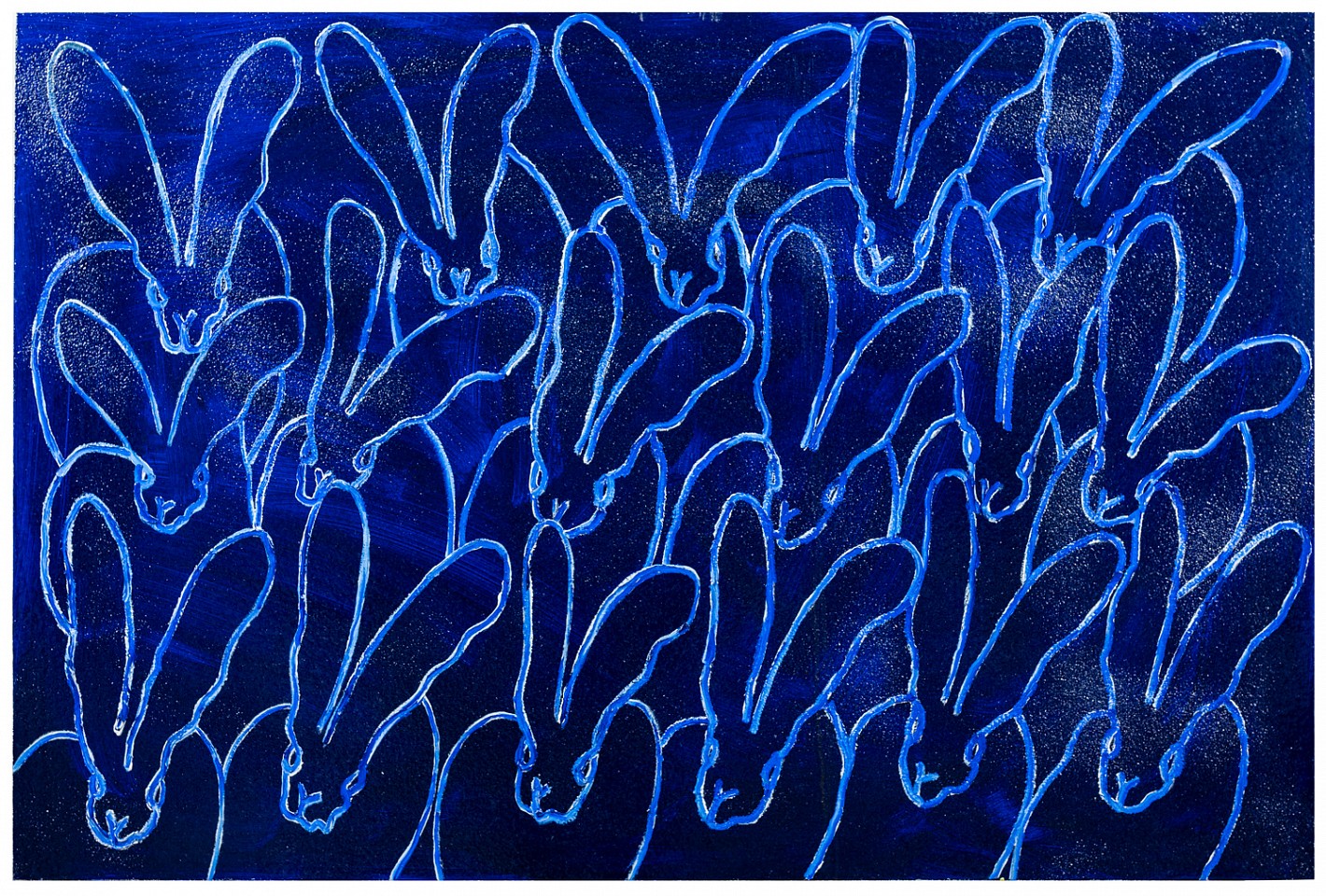 Hunt Slonem, Blue For You Diamond Dust, 2023
Original Oil and Acrylic with Diamond Dust on Wood, 4 x 60 in.