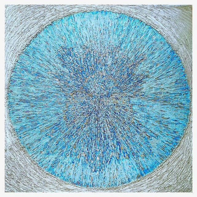 Christine Matthäi, BLUE ANGEL
Mixed Media, Sand, Acrylic and Diamond Dust on Archival Paper, 51 x 51 in.