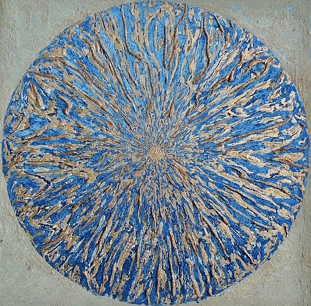 Christine Matthäi, BLUE FLOW
Mixed Media, Sand, Acrylic and Diamond Dust on Archival Paper, 51 x 51 in.