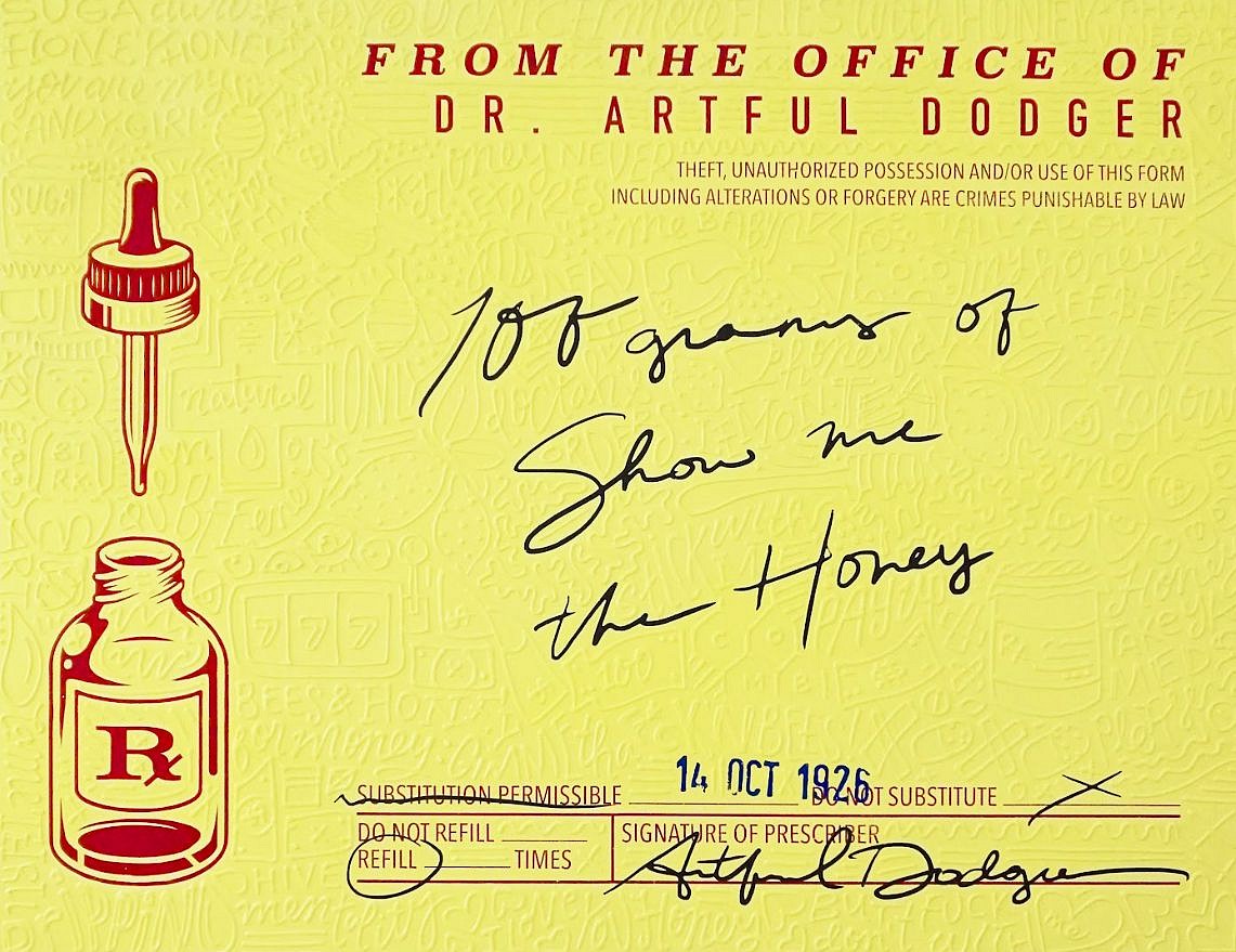 Cayla Birk., HONEY BUTTER, 2024
Acrylic, Spray Paint, Silicone and Ink on Canvas, 36 x 48 in.