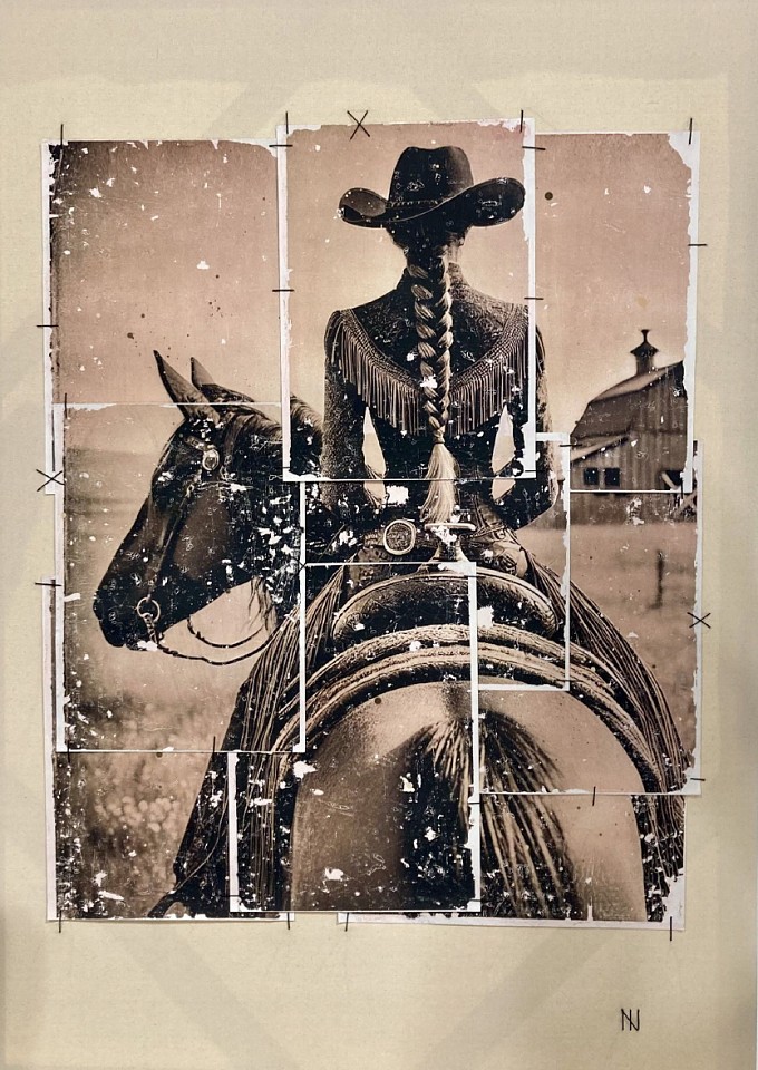 Marta Fàbregas, From Sunrise to Sunset nº 12, 2025
Mixed technique and Collage, Watercolor Paper on Canvas from Vintage Photography, 50 x 40 in.