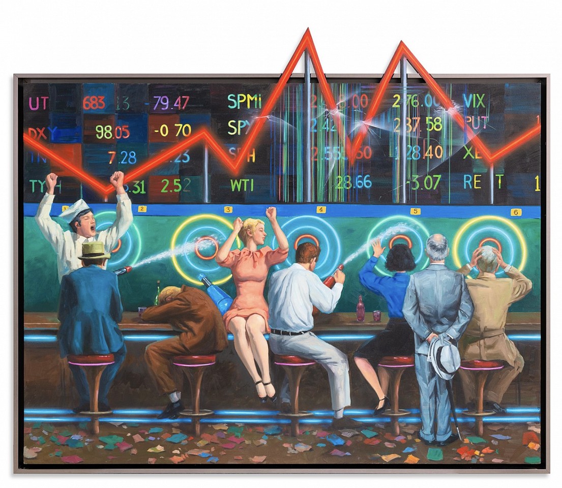 Hijack, Splash Market, 2025
Acrylic, Oil, and Spray Paint on Woodcut, 41 1/2 x 48 in.