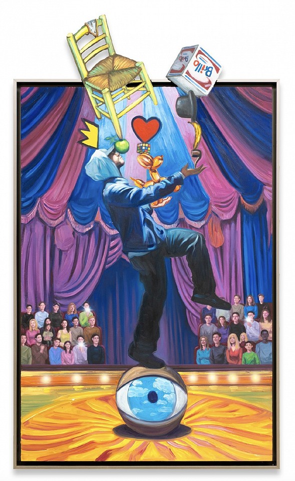 Hijack, Balancing Act, 2025
Acrylic, Oil, and Spray Paint on Woodcut, 57 x 32 in.