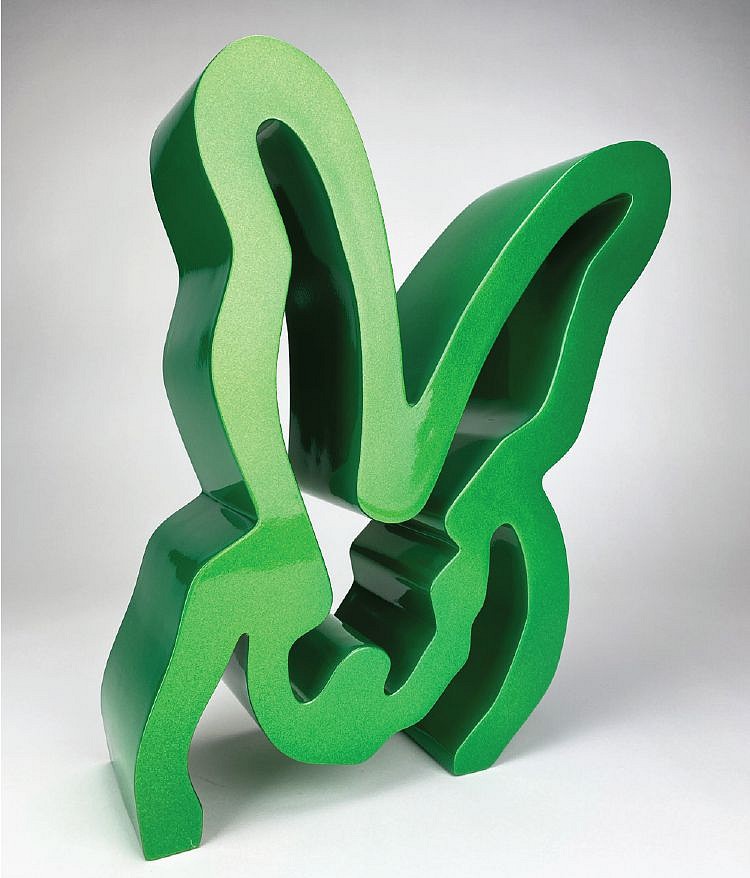 Hunt Slonem, Landric, 2023
Powder Coated Aluminum Sculpture, 14 x 14 x 3 1/2 in.