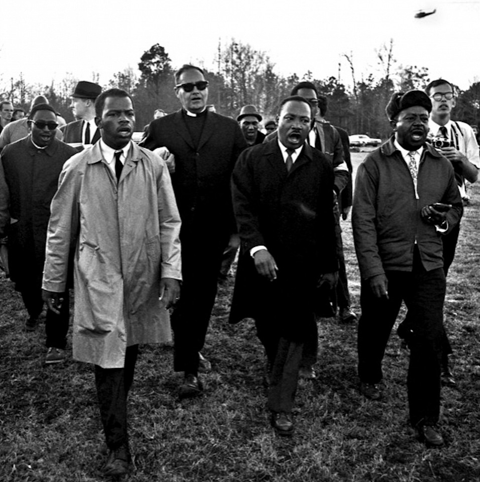 Harry Benson, John Lewis, Dr. Martin Luther King, Jr. & Ralph Abernathy singing “We Shall Overcome” on the James Meredith March Against Fear, Mississippi, June, 1966
Archival Pigment Photograph, 25 x 30 in.