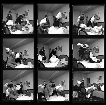 Harry Benson -&nbsp;Harry Benson Beatles Pillow Fight Times Nine, Contact Sheet, Paris